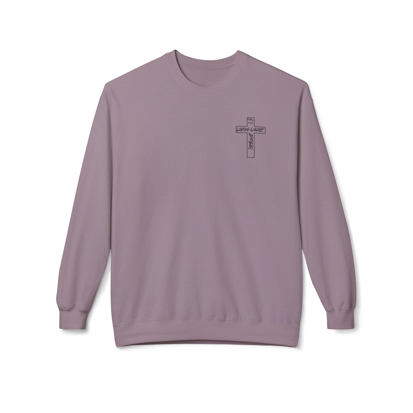 Living Christ Apparel Softstyle Fleece Crewneck Sweatshirt Cross Logo