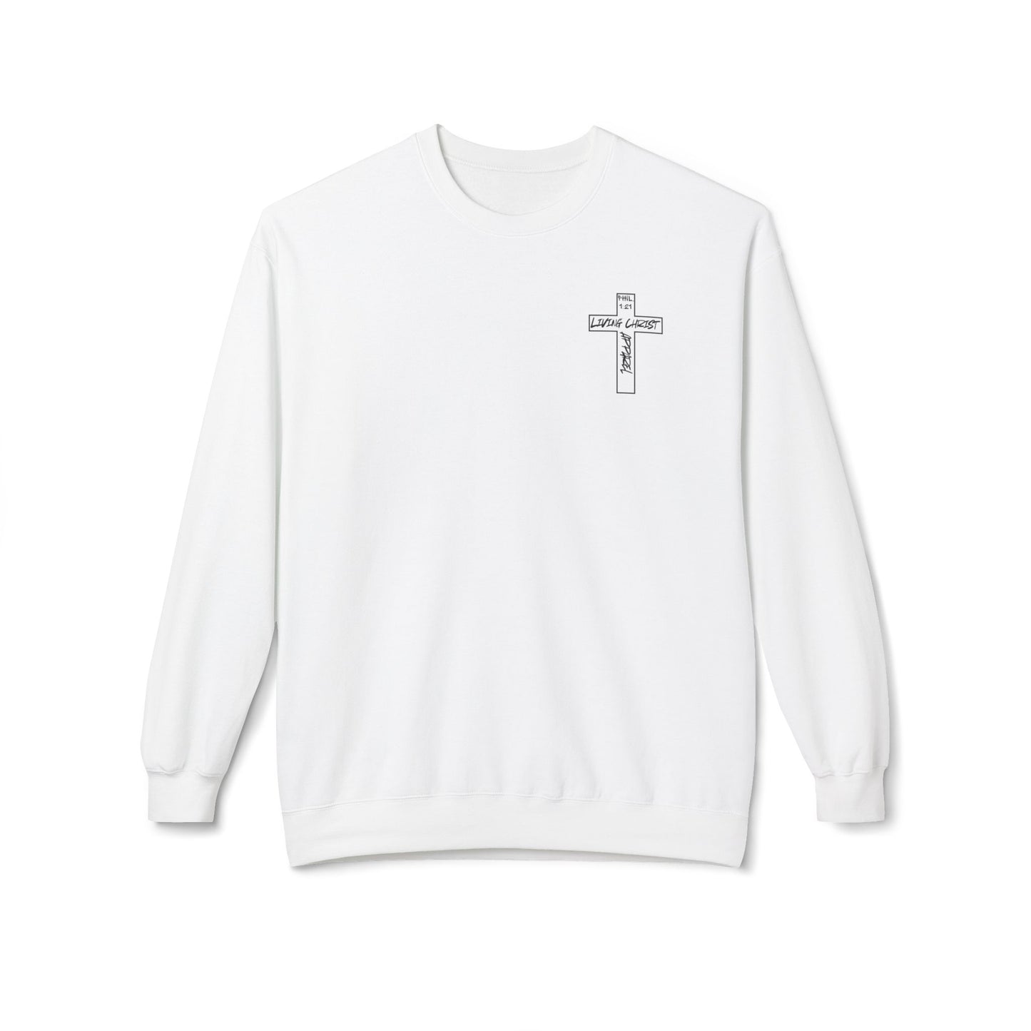 Living Christ Apparel Softstyle Fleece Crewneck Sweatshirt Cross Logo