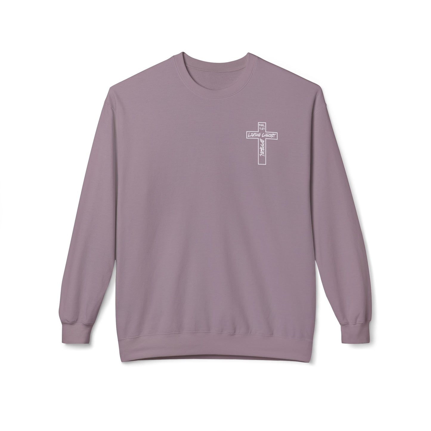 Living Christ Apparel Softstyle Fleece Crewneck Sweatshirt Cross Logo