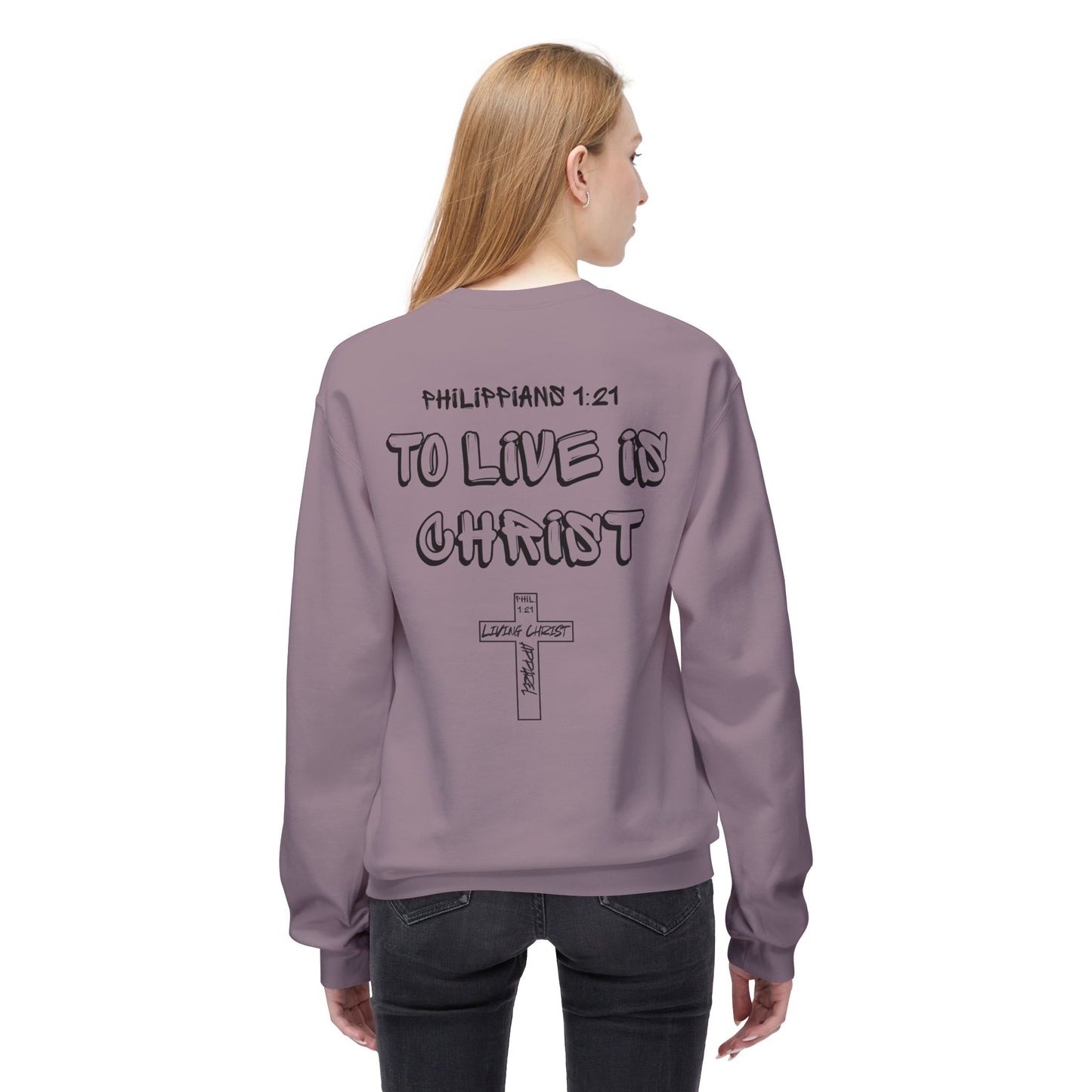 Living Christ Apparel Softstyle Fleece Crewneck Sweatshirt Cross Logo