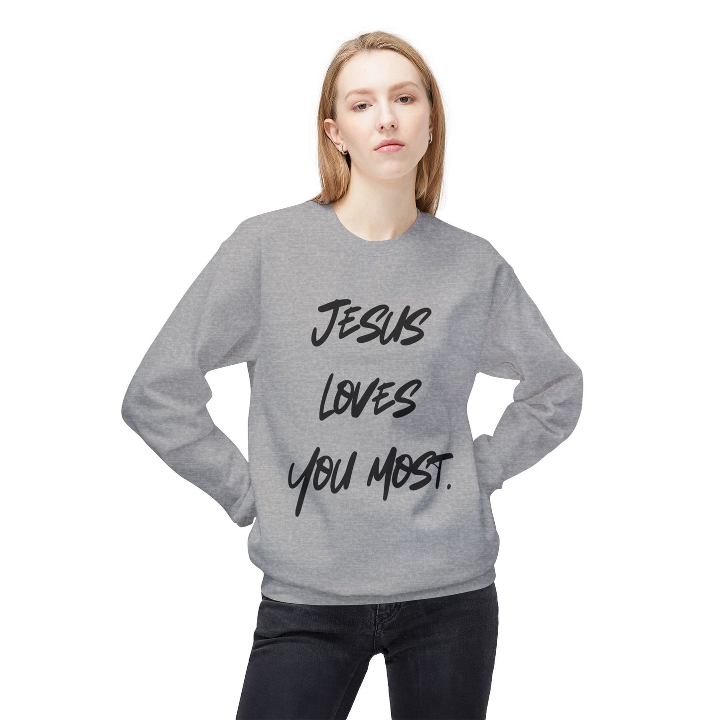 Jesus Loves You Most Living Christ Apparel Softstyle Fleece Crewneck Sweatshirt