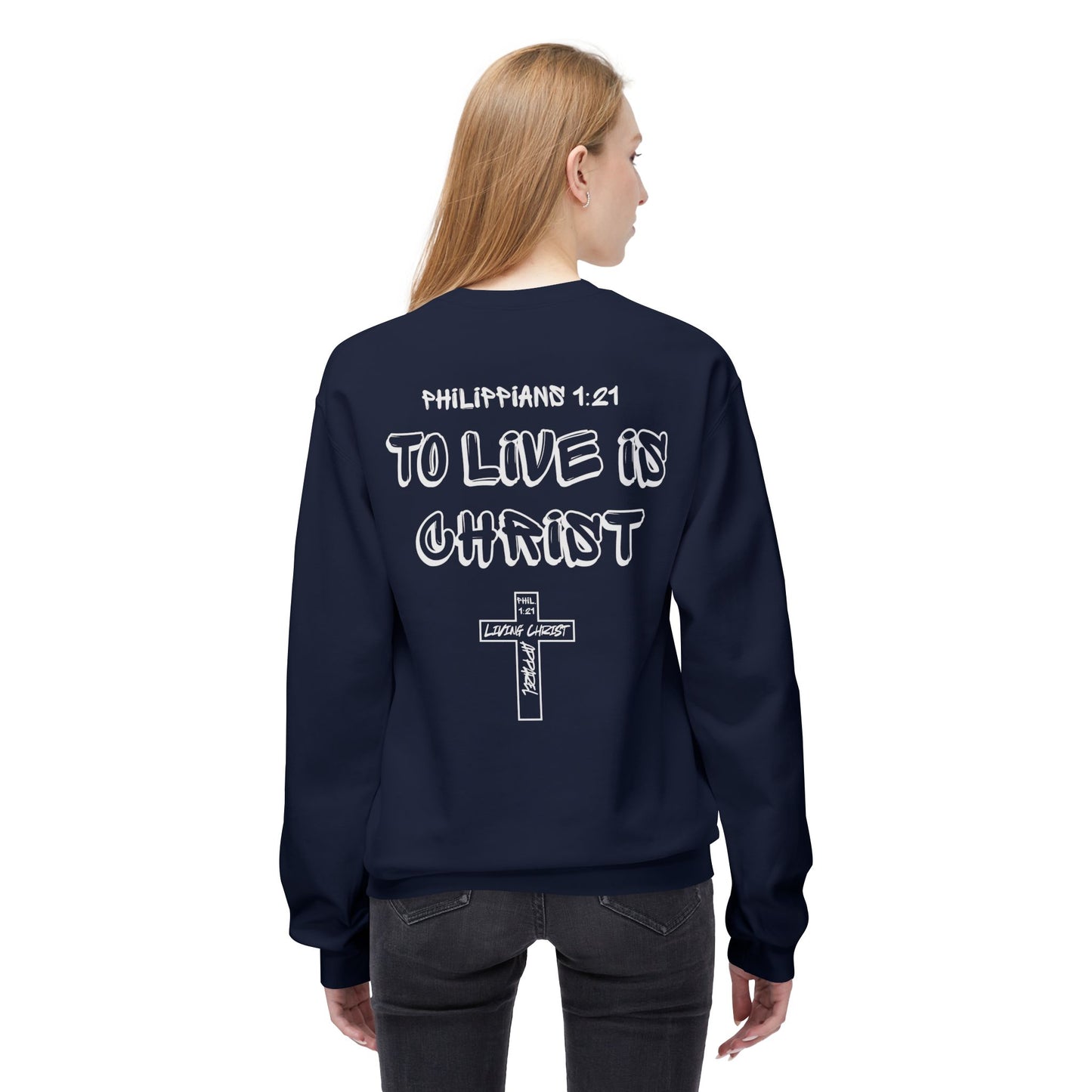 Living Christ Apparel Softstyle Fleece Crewneck Sweatshirt Cross Logo