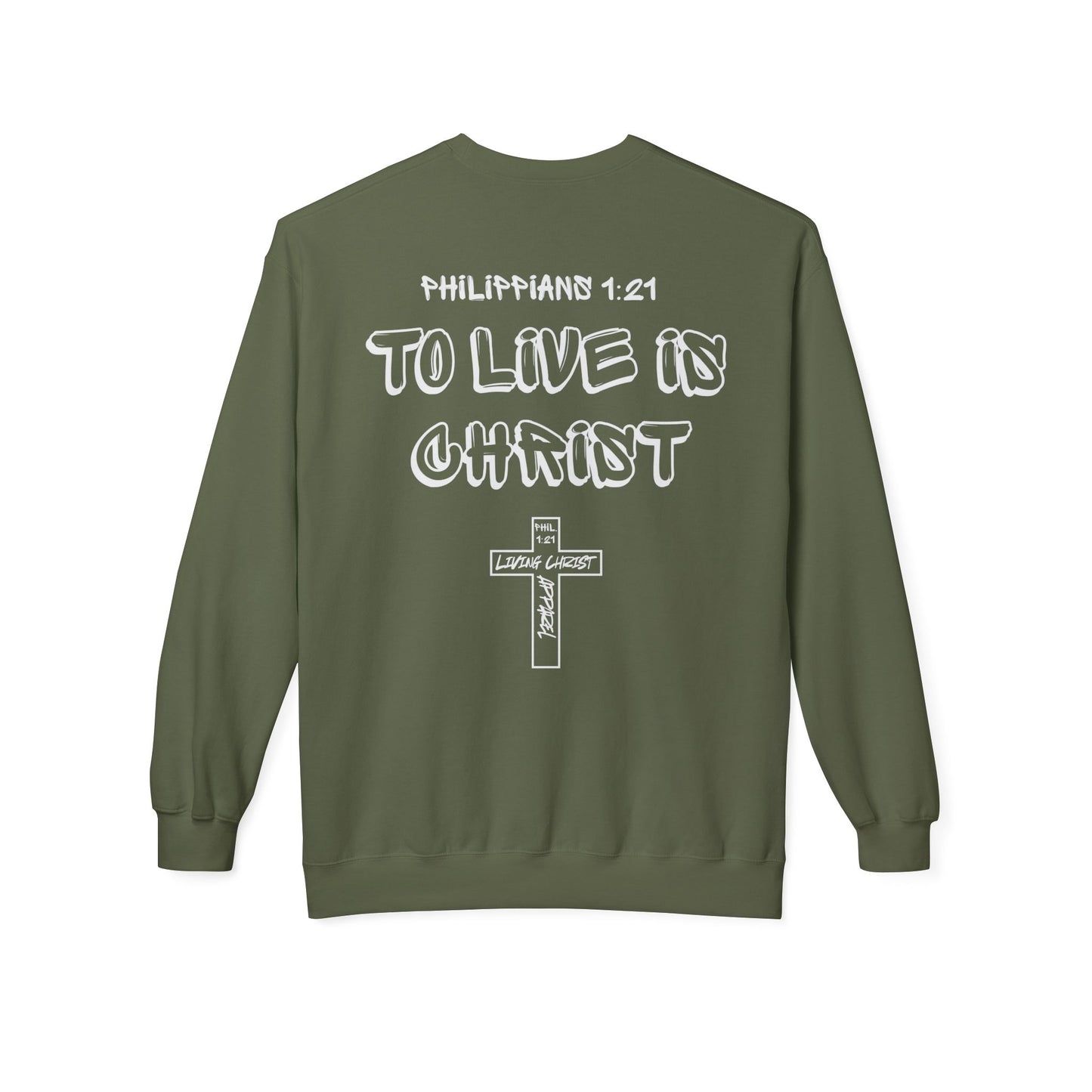 Living Christ Apparel Softstyle Fleece Crewneck Sweatshirt Cross Logo