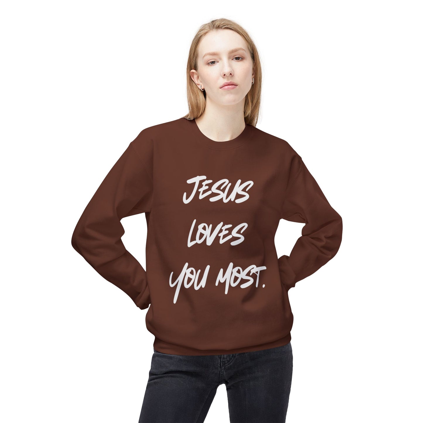 Jesus Loves You Most Living Christ Apparel Softstyle Fleece Crewneck Sweatshirt