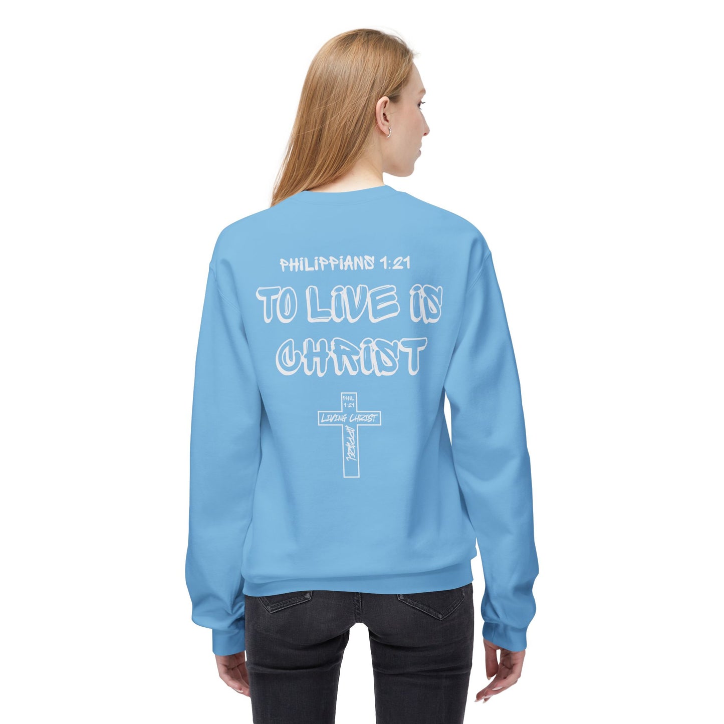 Living Christ Apparel Softstyle Fleece Crewneck Sweatshirt Cross Logo