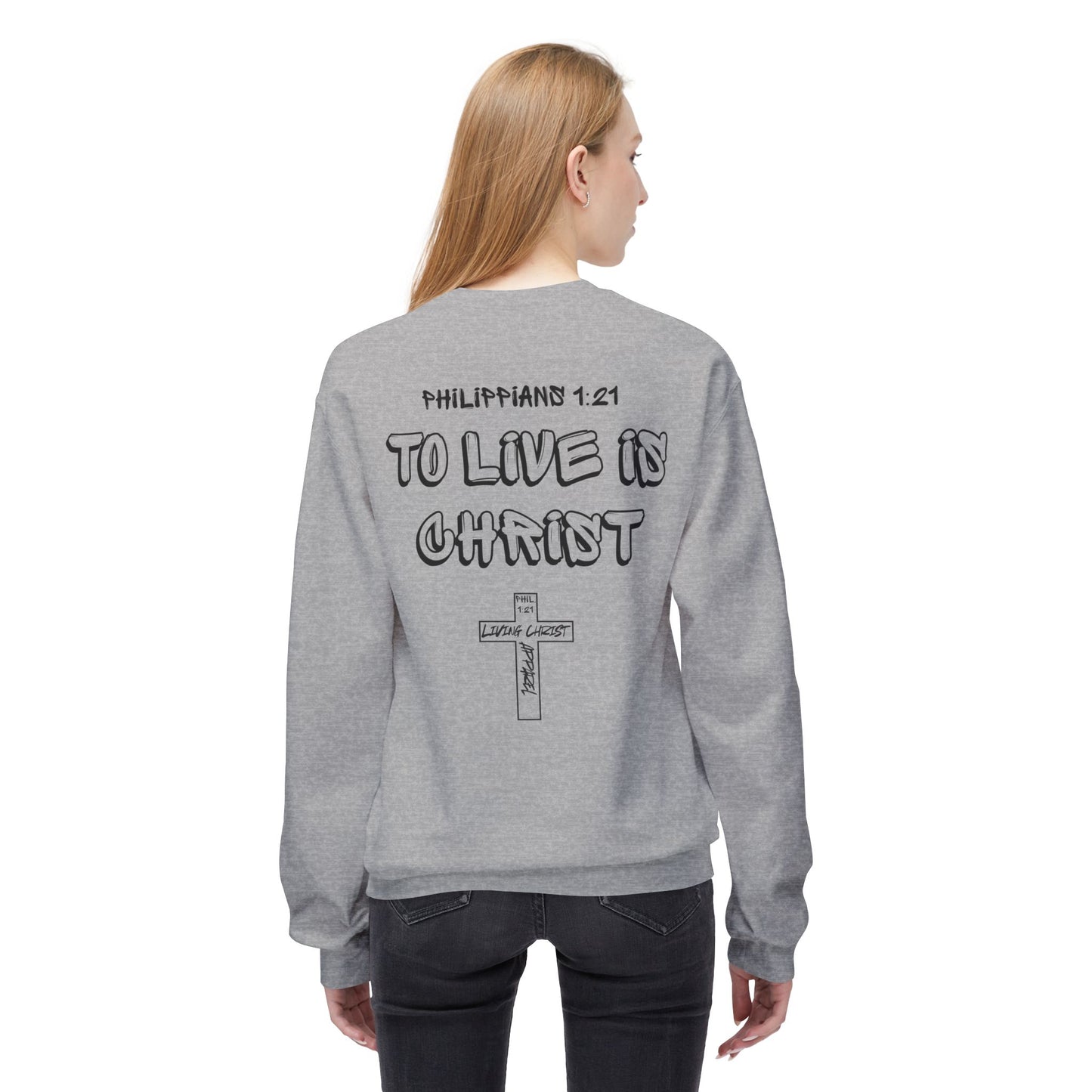 Living Christ Apparel Softstyle Fleece Crewneck Sweatshirt Cross Logo