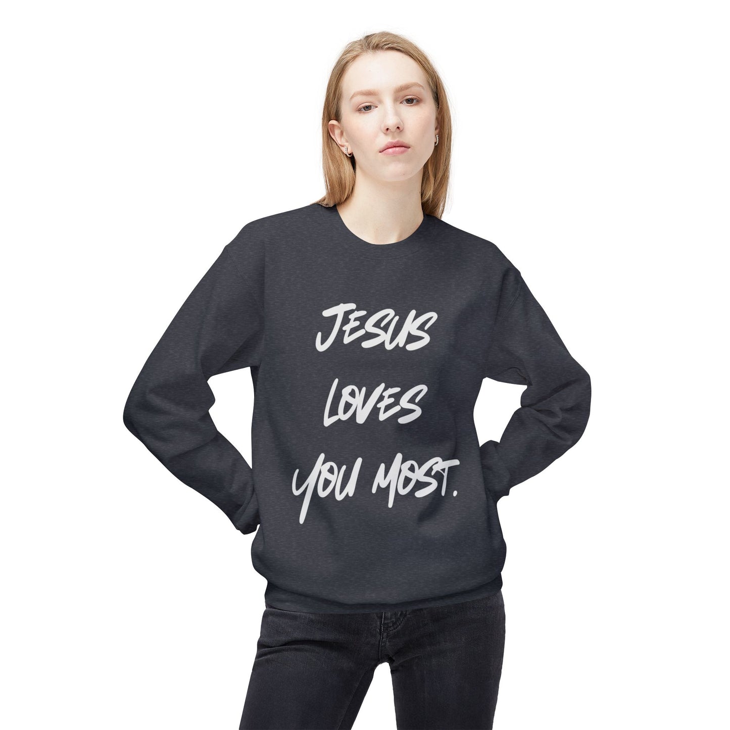 Jesus Loves You Most Living Christ Apparel Softstyle Fleece Crewneck Sweatshirt