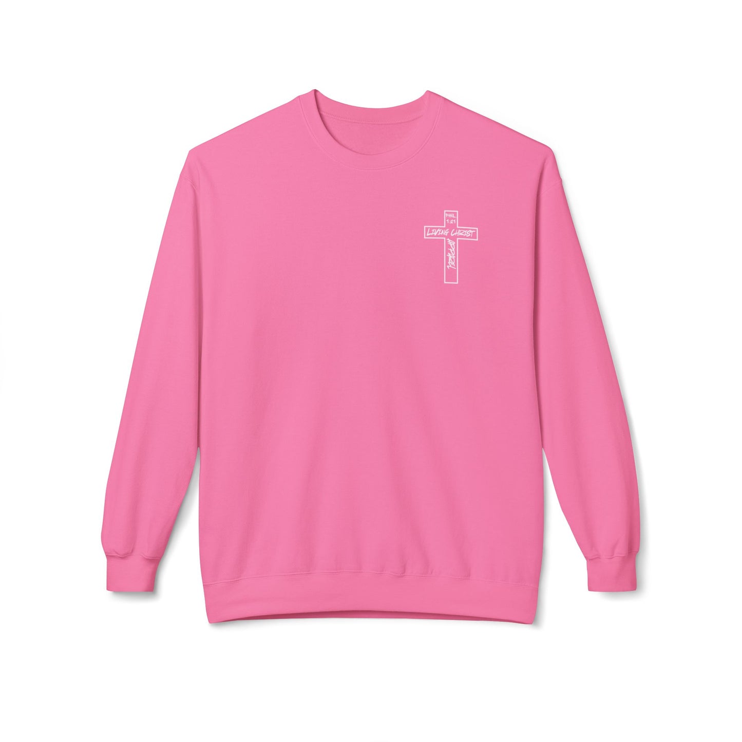 Living Christ Apparel Softstyle Fleece Crewneck Sweatshirt Cross Logo