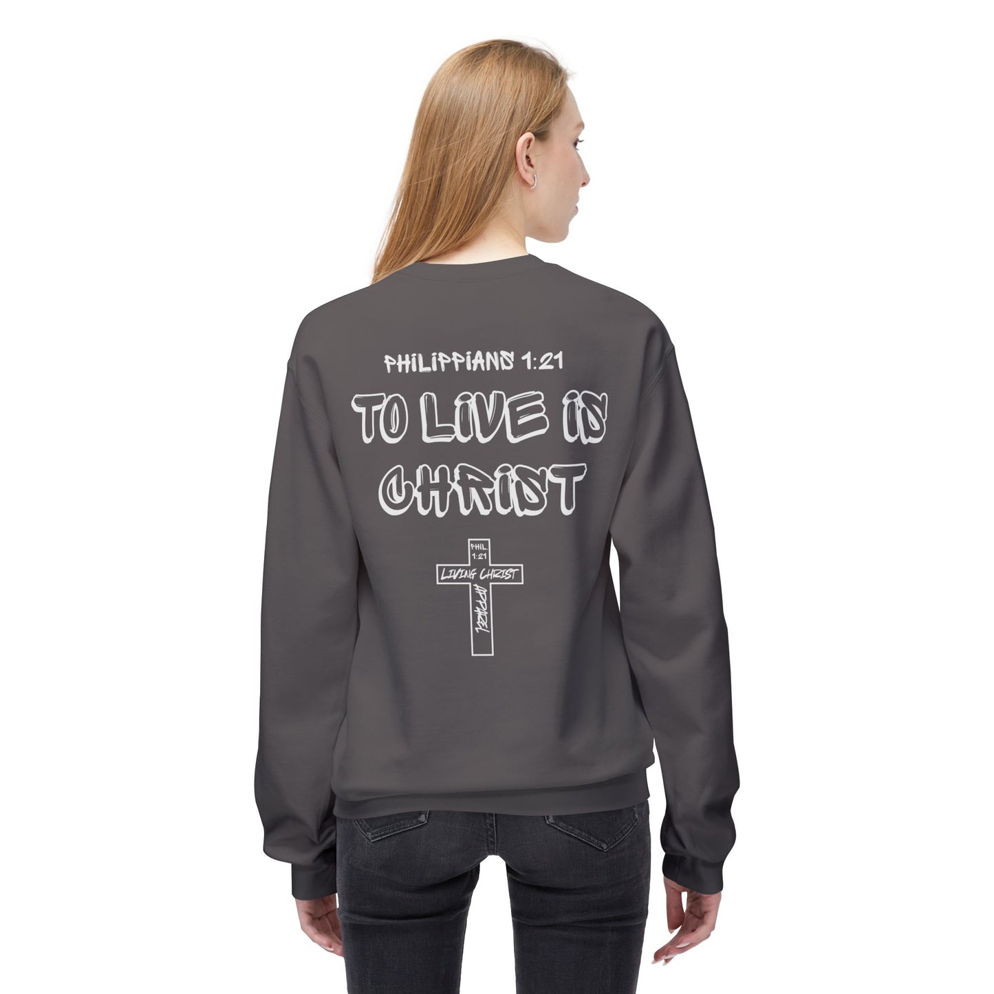 Living Christ Apparel Softstyle Fleece Crewneck Sweatshirt Cross Logo