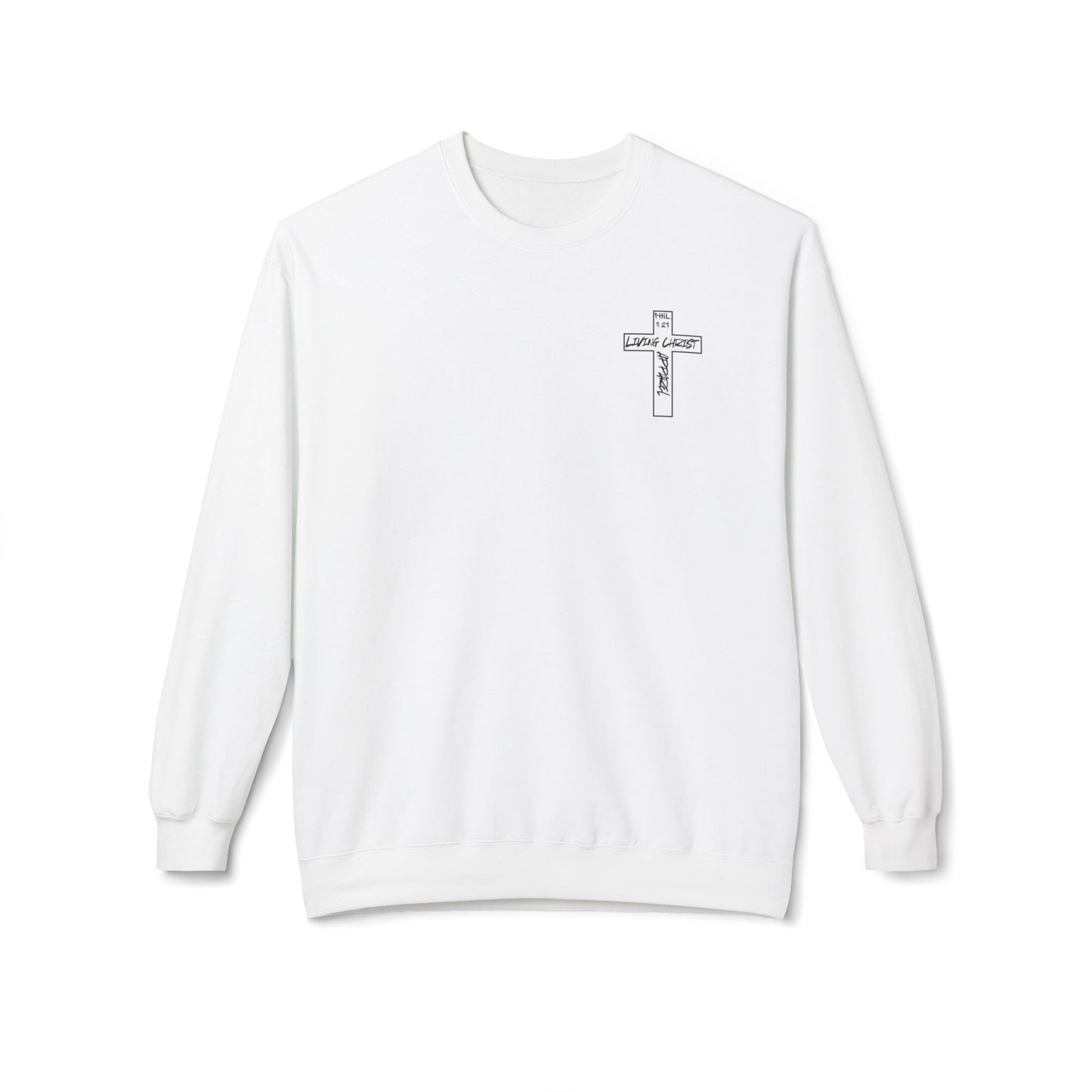 Living Christ Apparel Softstyle Fleece Crewneck Sweatshirt Cross Logo