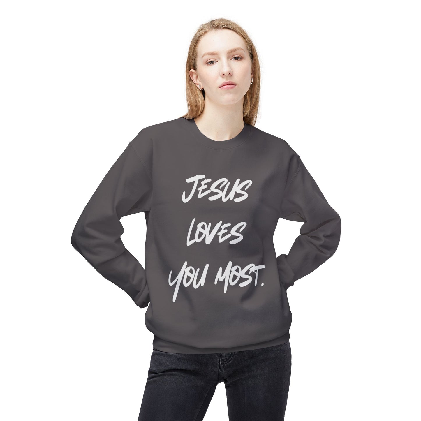 Jesus Loves You Most Living Christ Apparel Softstyle Fleece Crewneck Sweatshirt