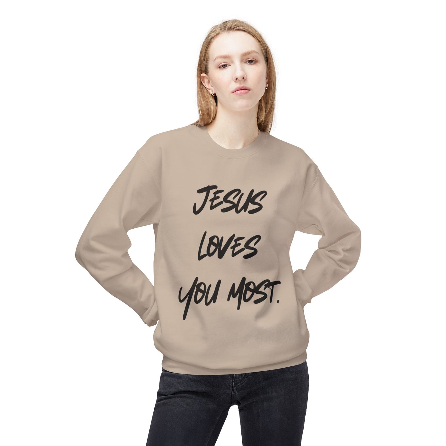 Jesus Loves You Most Living Christ Apparel Softstyle Fleece Crewneck Sweatshirt