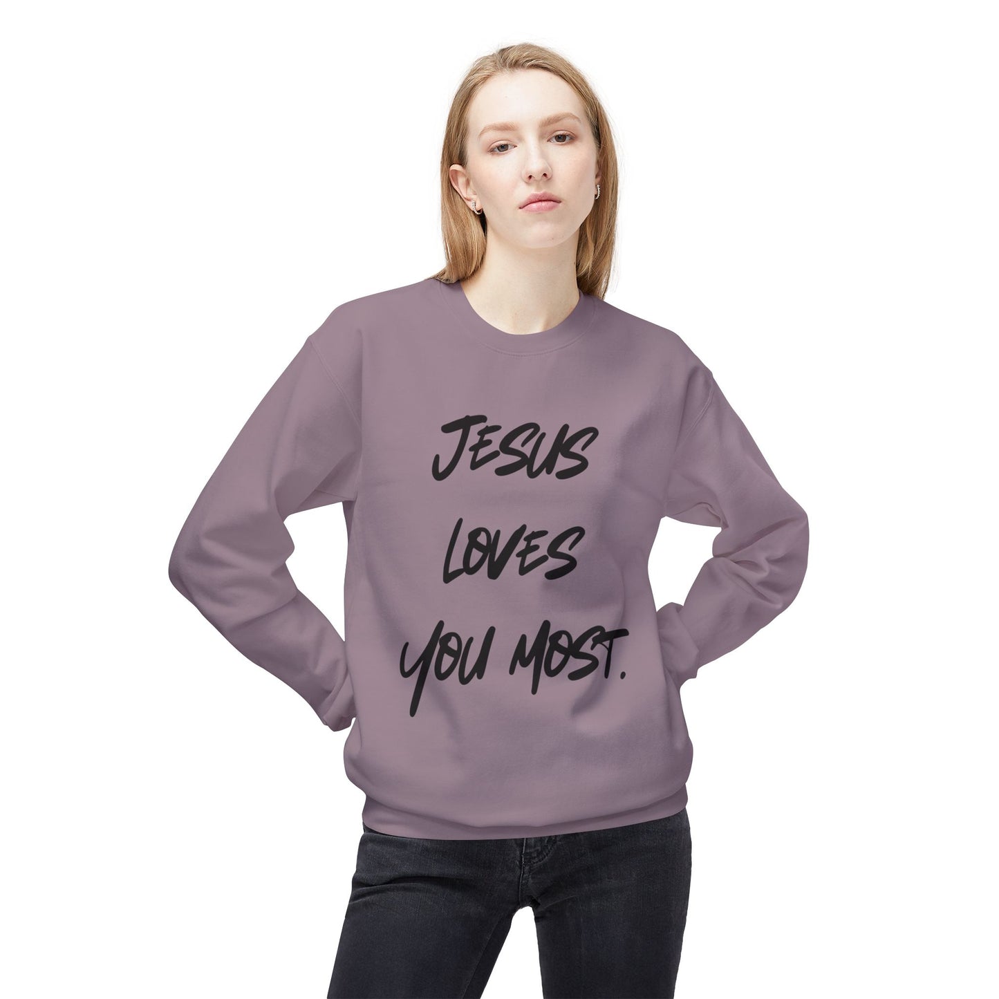 Jesus Loves You Most Living Christ Apparel Softstyle Fleece Crewneck Sweatshirt