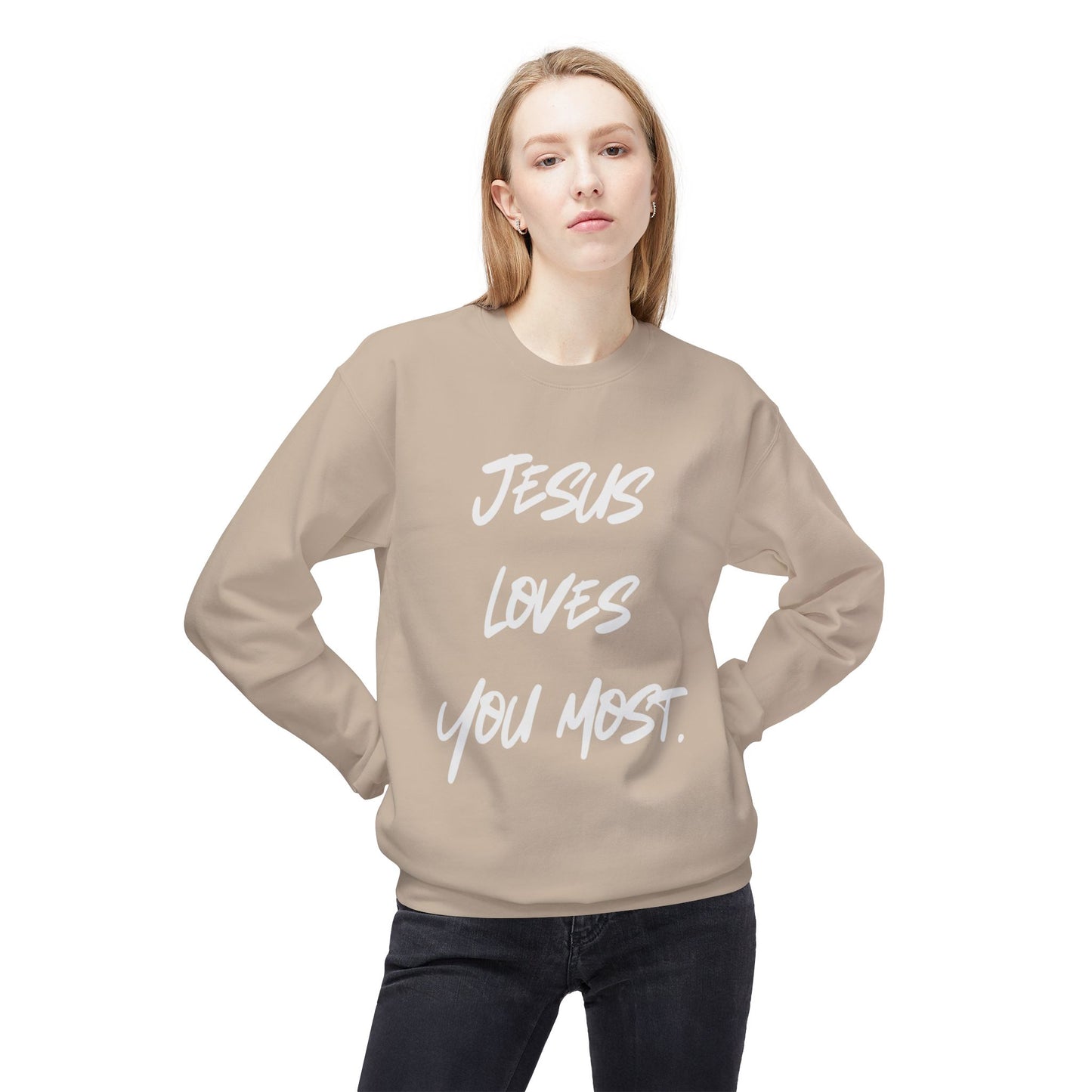 Jesus Loves You Most Living Christ Apparel Softstyle Fleece Crewneck Sweatshirt