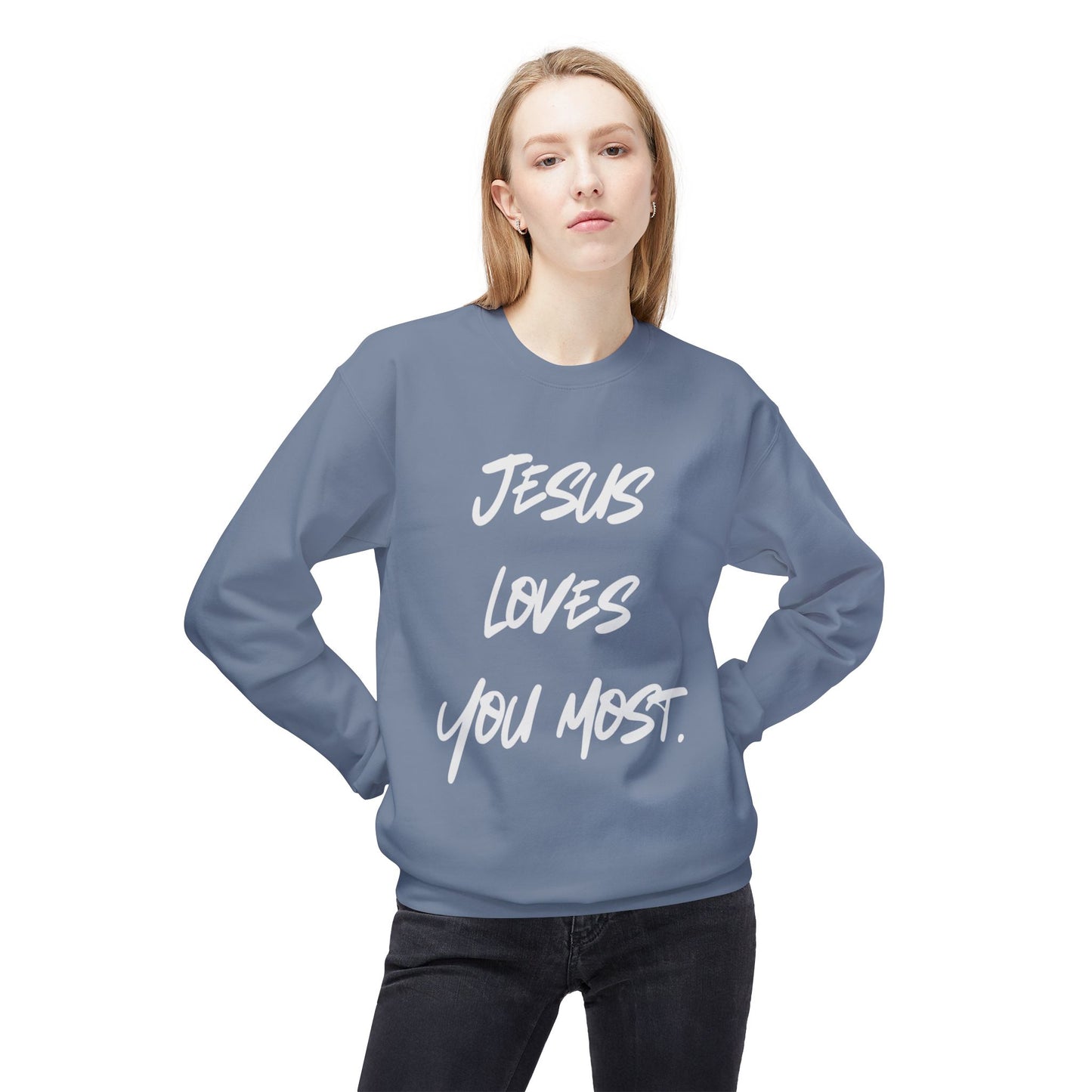 Jesus Loves You Most Living Christ Apparel Softstyle Fleece Crewneck Sweatshirt