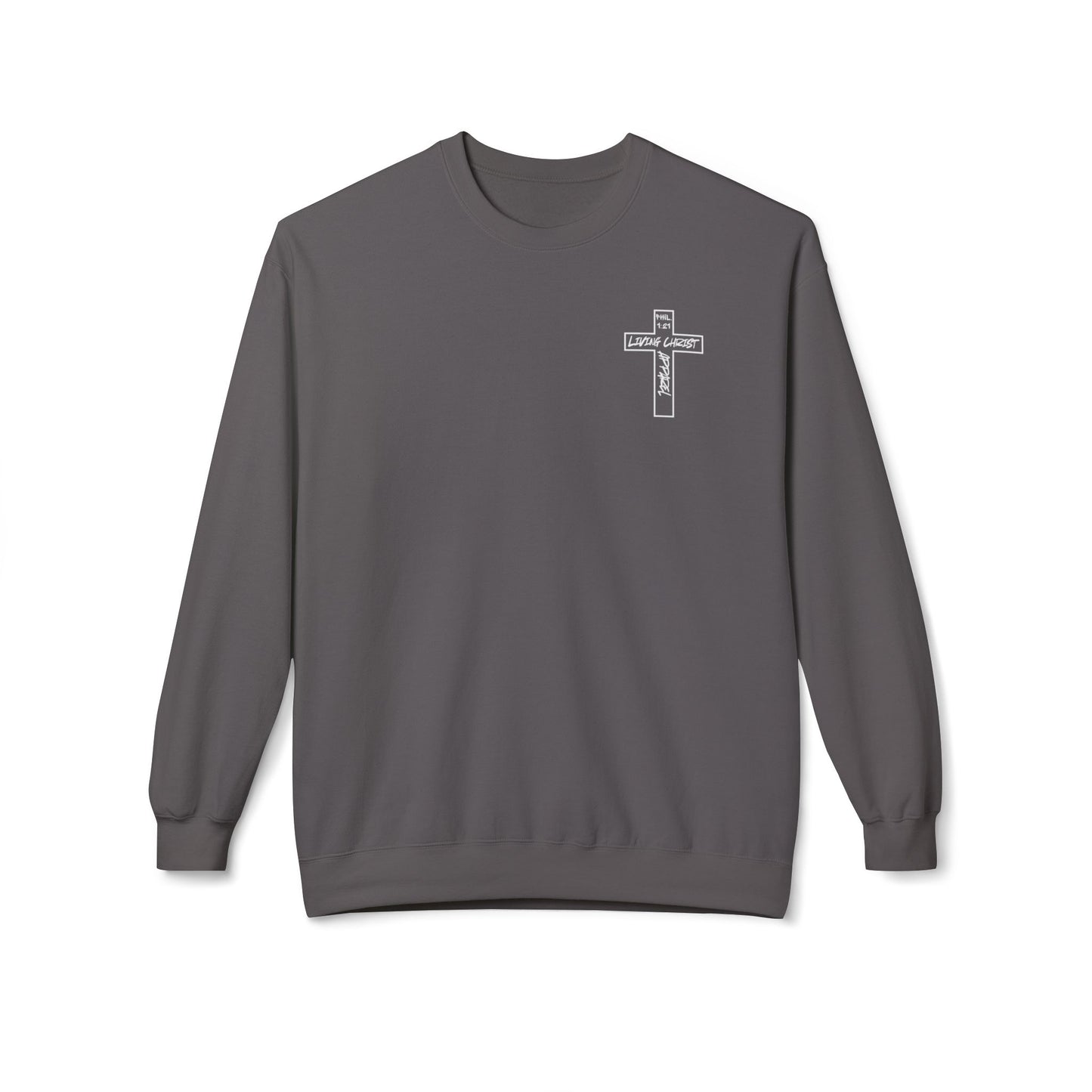 Living Christ Apparel Softstyle Fleece Crewneck Sweatshirt Cross Logo