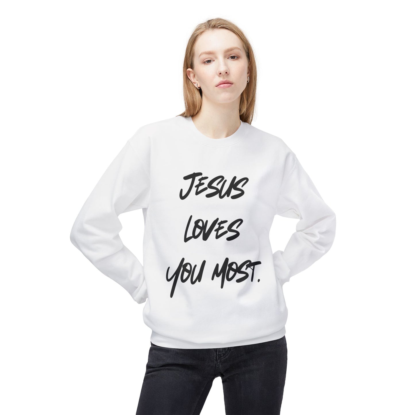 Jesus Loves You Most Living Christ Apparel Softstyle Fleece Crewneck Sweatshirt