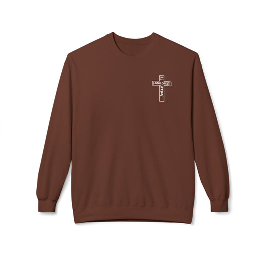 Living Christ Apparel Softstyle Fleece Crewneck Sweatshirt Cross Logo