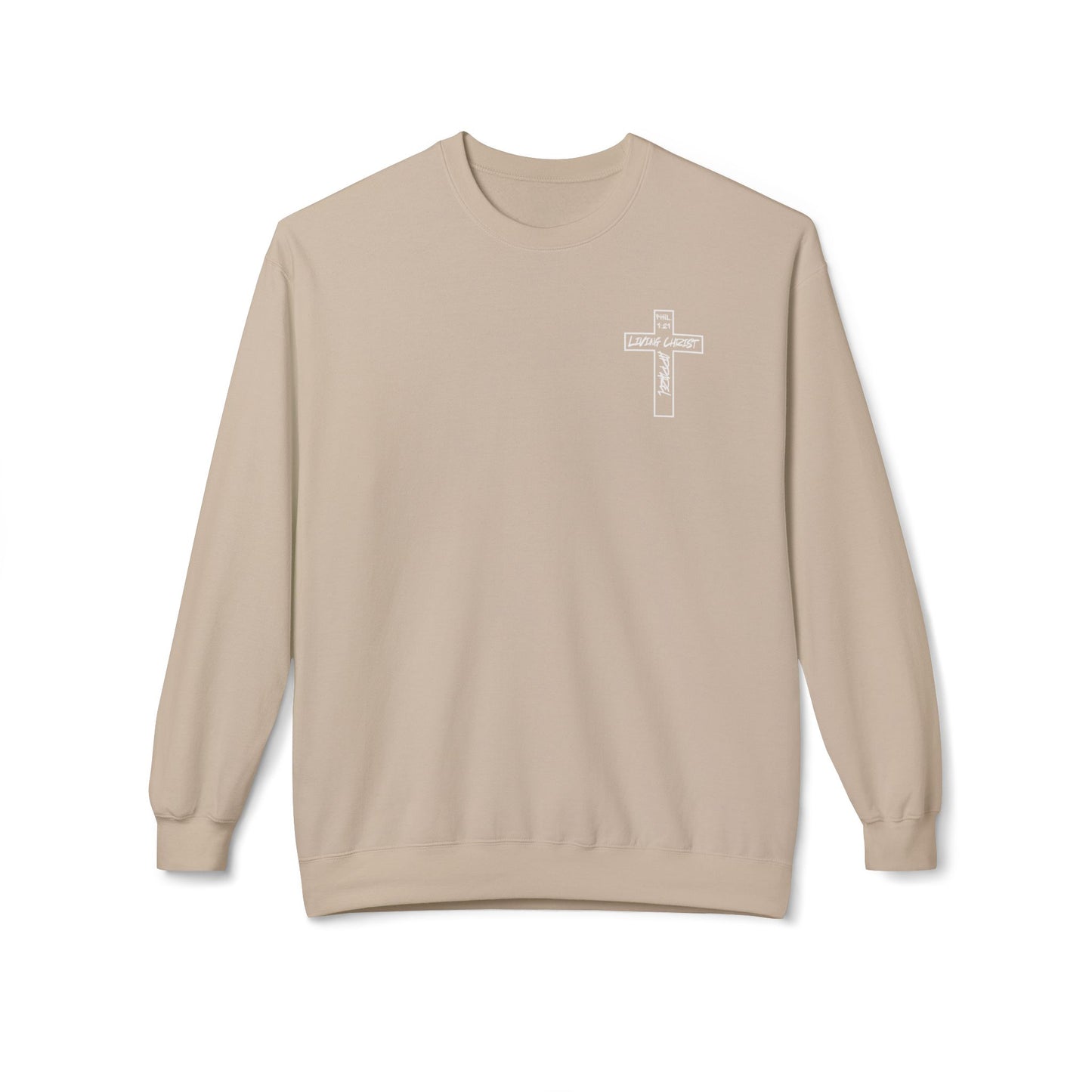 Living Christ Apparel Softstyle Fleece Crewneck Sweatshirt Cross Logo