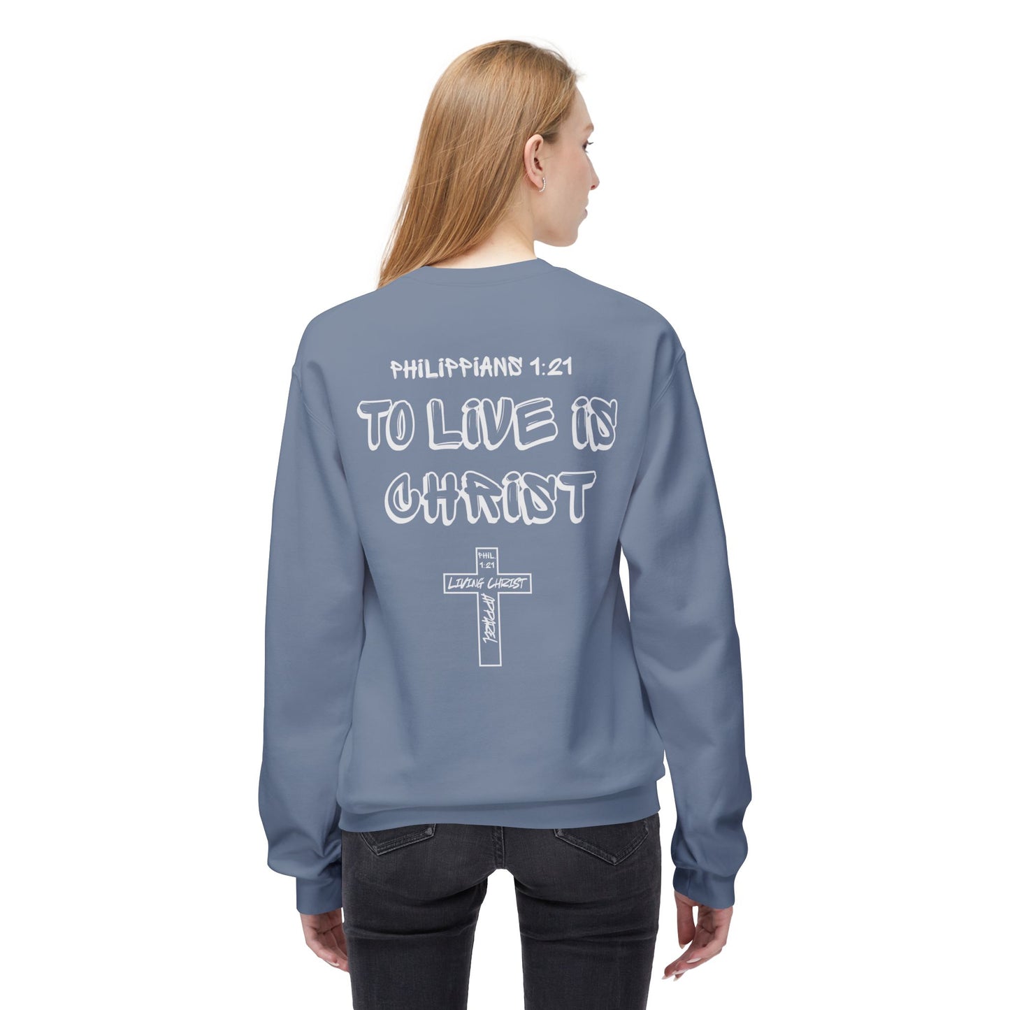 Living Christ Apparel Softstyle Fleece Crewneck Sweatshirt Cross Logo