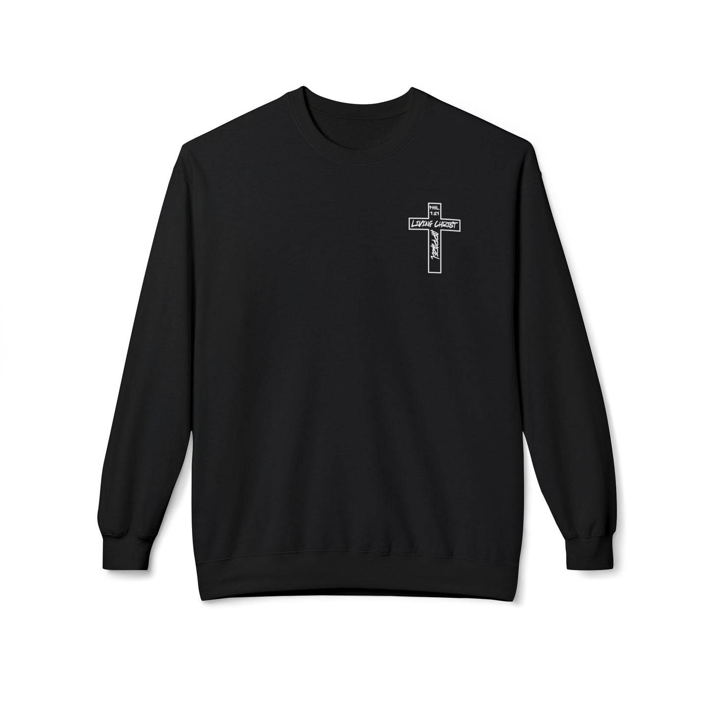 Living Christ Apparel Softstyle Fleece Crewneck Sweatshirt Cross Logo